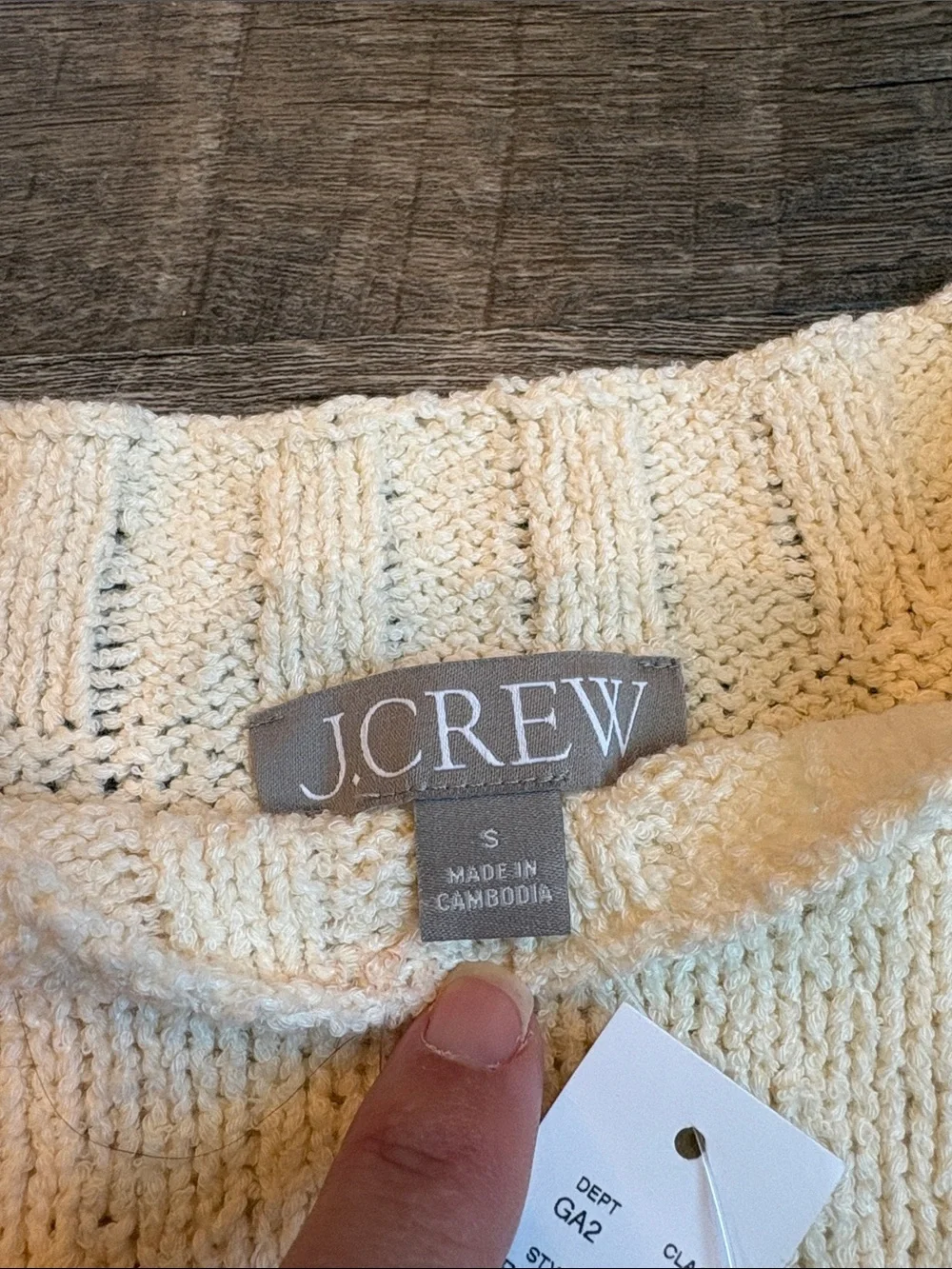 J. Crew Relaxed Crewneck Sweater Women’s S Antique White Textured NWT